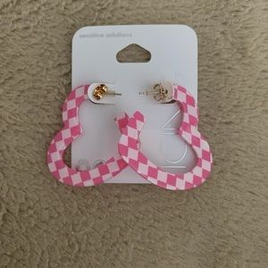 Checkered shaped heart earrings - Never worn and brand new in packaging